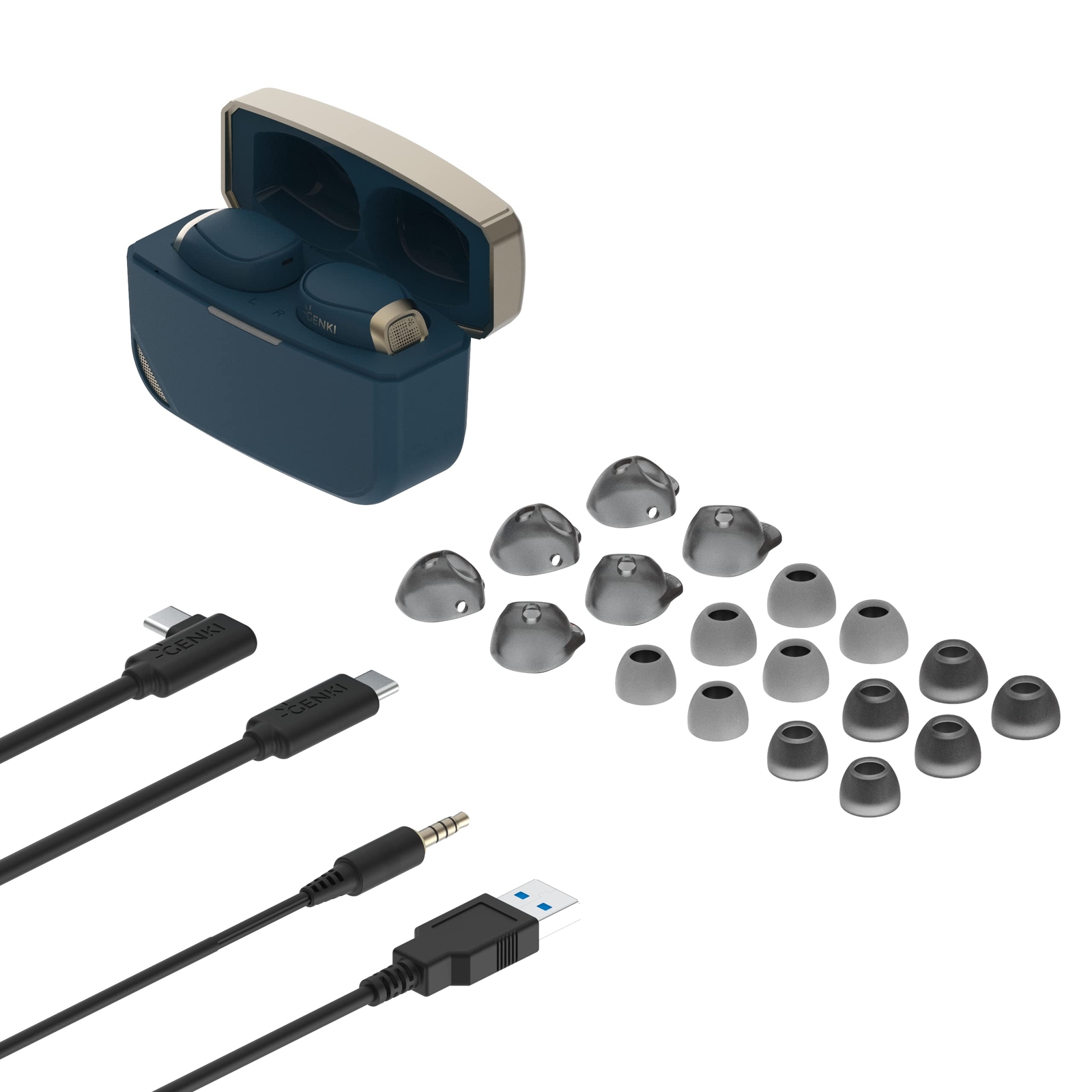 Genki Waveform Bridge -  Blue/Gold   Dualstream Headphones   Wireless Headphone