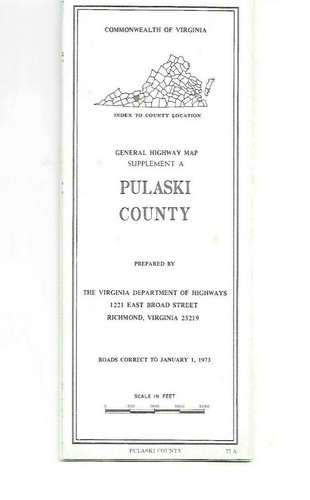 1973 Pulaski County, Virginia Ergänzung eine allgemeine Autobahnkarte