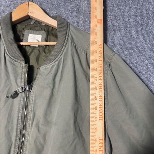 Rvca Bomber Jacket Men’s Large Stained Vacancy 100% Cotton Full Zip Up Green - Picture 4 of 11