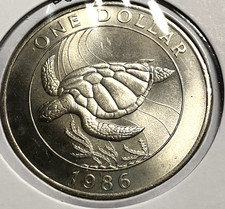 elf Bermuda 1 Dollar 1986 Green Sea Turtle