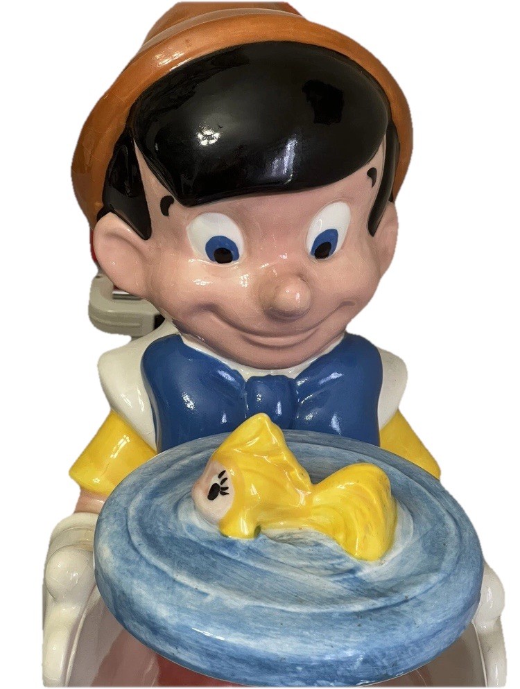 Vintage Disney Pinocchio & Cleo Cookie Jar – Treasure Craft USA – Rare