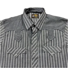Kenny Rogers Western Collection Stripe Snap Shirt L Vintage USA Pearl Snap
