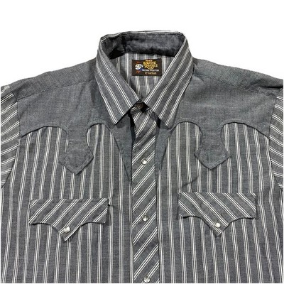 Kenny Rogers Western Collection Stripe Snap Shirt L Vintage USA Pearl Snap