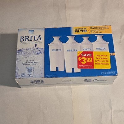 Brita Pitcher Replacement Filter 4-Pack Activated Carbon Removes Chlorine