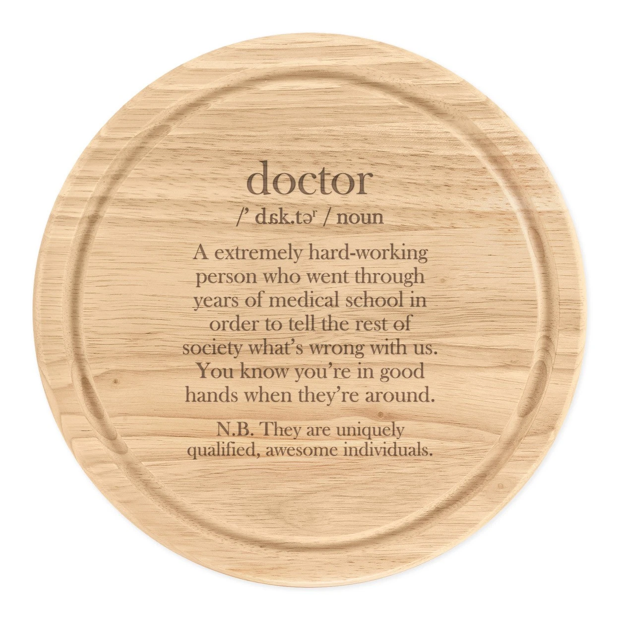 Doctor Definition Round Chopping Cheese Board Worlds Best Favourite Funny