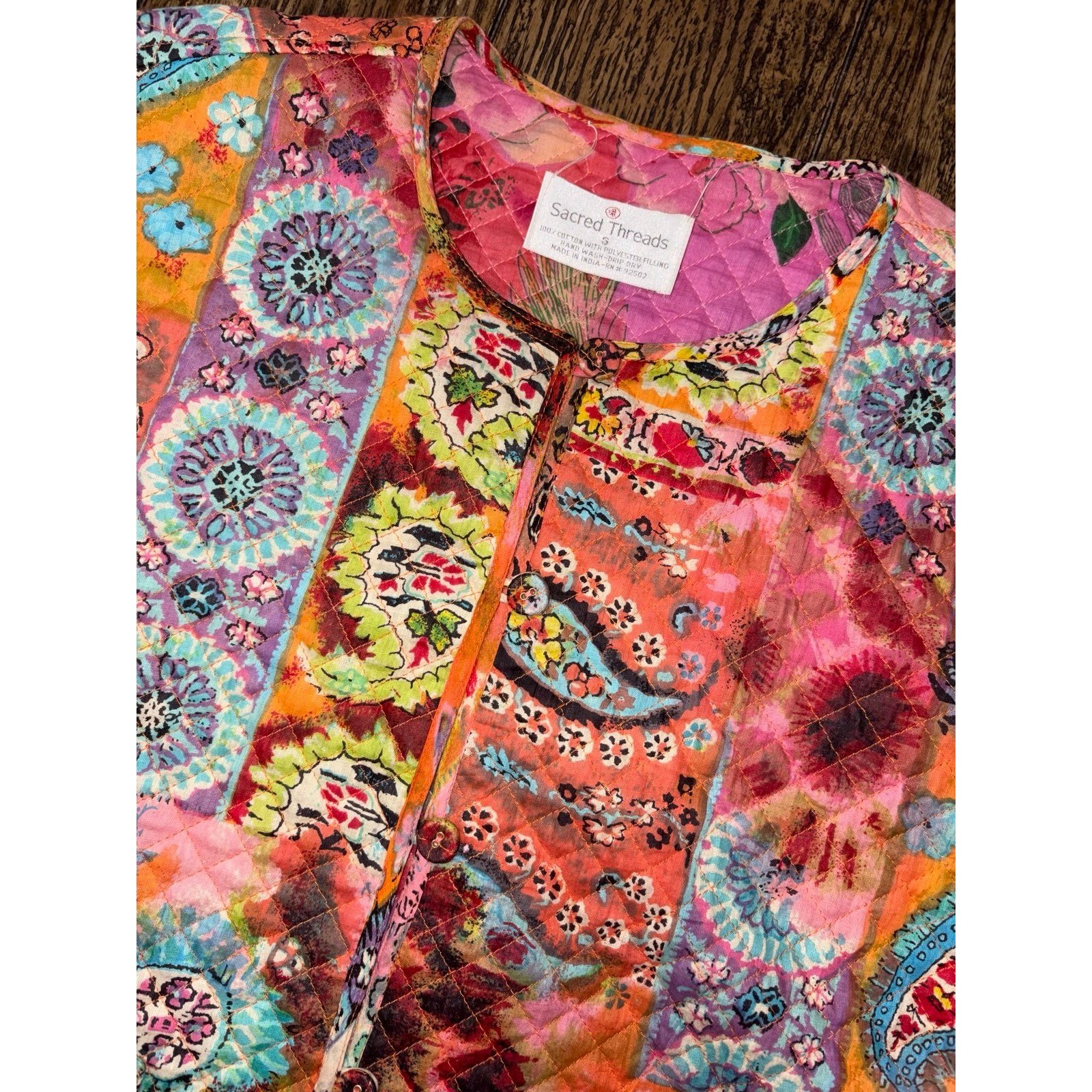 Sacred Threads Patchwork Quilted Jacket Women's S… - image 4