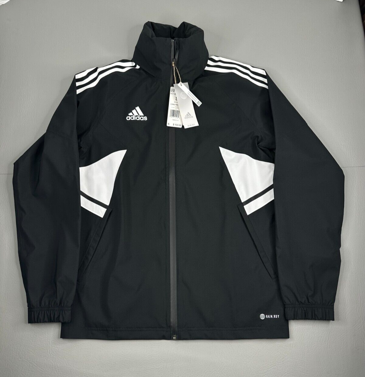 Adidas Condivo 22 Rain Jacket Mens Small Black Athletic Hooded H21287 New