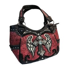 Western Cross Wings Country Handbag Concealed Carry Purse - Red