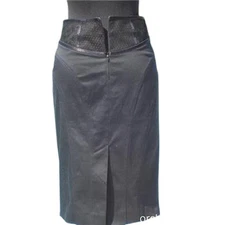 Cache Black Lace Bustier Pencil Skirt New 9" Back Split Satin Trim New $118 NWT