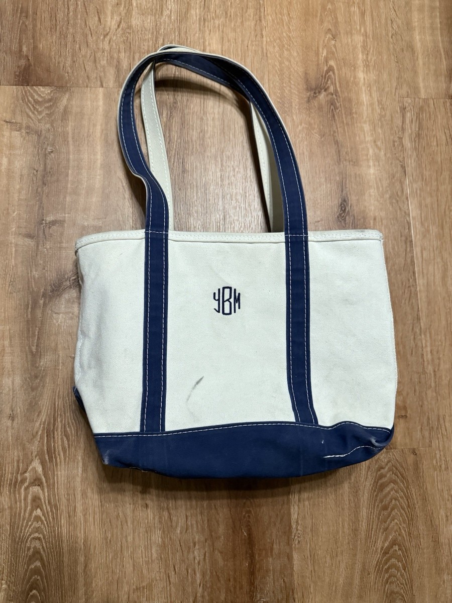 バッグ 90s LLbean Boat and tote Navy Offwhite M Vintage 90s LL Bean Boat And Tote Bag Navy White Small | eBay