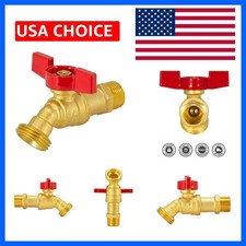 1/2 Inch MIP Brass Male Hose Bibb, 3/4 Inch MHT Outlet, Quarter Turn Shut Off...