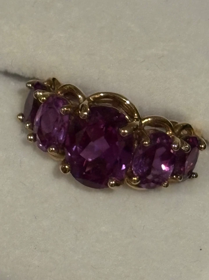 Tamanho 6. Turmalina roxa natural ouro 18K GP. Lindo tom de roxo! - Imagem 3 de 4