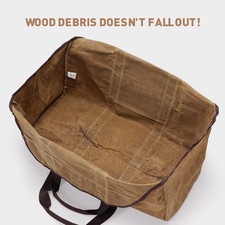 Waxed Canvas Log Carrier Tote Bag, Extra Large Durable Firewood Holder with H...