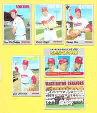 1970 Topps baseball  Washington Senators  Team Lot of 6 cards VG/EXMT no creases