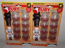 2 Pack Ruby Sliders Clear Small Chair Sliders 8/Pack (16 Total) Interior NEW