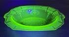 Vintage Anchor Hocking Green Uranium Glass Serving Platter Princess Pattern