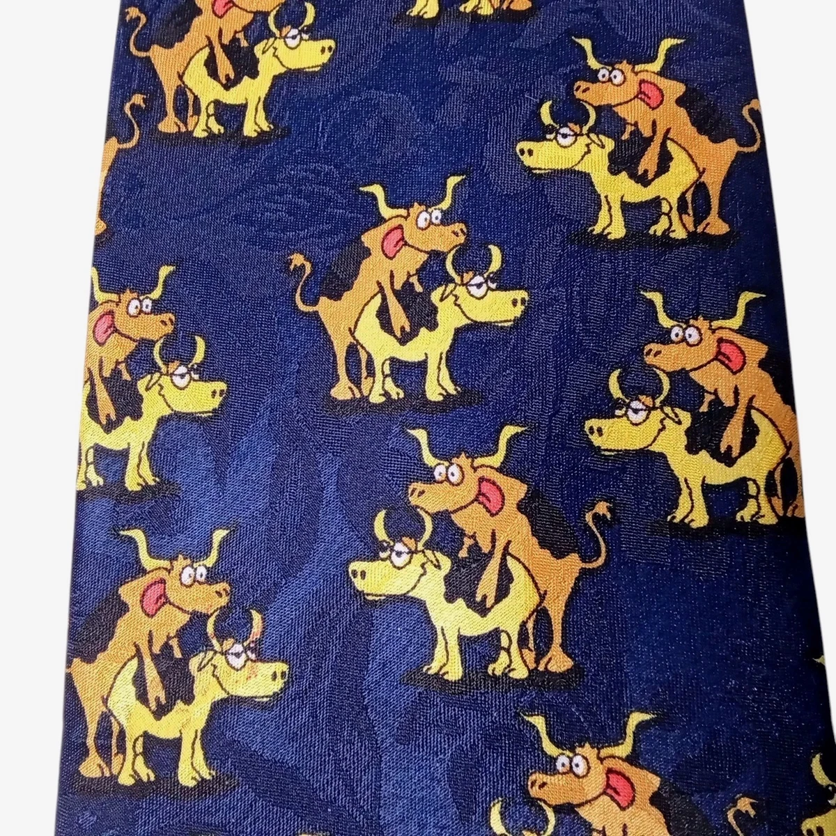 ROGER DAVID neck tie blue cows naughty novelty making beef