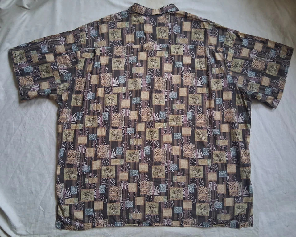 Brown Floral Short Sleeve Hawaiian Aloha Shirt - 4XL Mens Beach Hilo Hattie USA - Image 3 of 4
