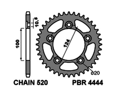 PBR Standard-Stahlkrone 4444 - 520 C45 kompatibel mit DUCATI SCRAMBLER 800