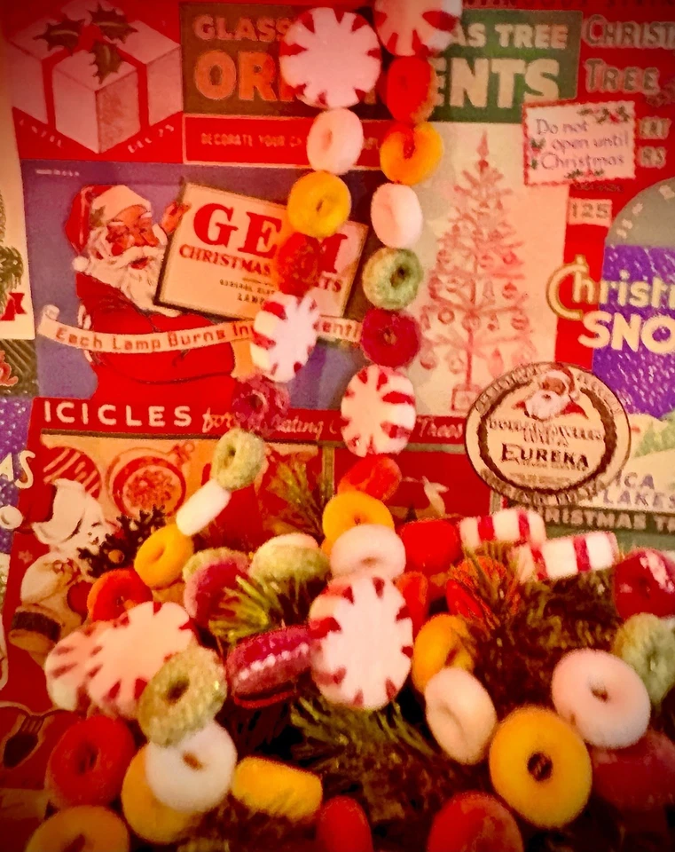 Vintage Whimsical 6 FT Colorful Sugared Christmas Candy Garland Adorable Decor - Image 3 of 4