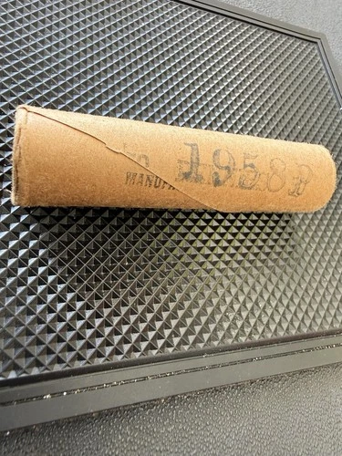 1958 P Lincoln Cents - Original Bank Wrapped BU Roll of 50 UNC Wheat Pennies OBW