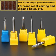 4mm Shank 2 Flute V Shape Carbide End Mill Straight Engraver CNC Router Bits