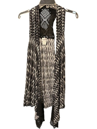 Chics Cardigan Sleeveless Sz 2 Large Tribal Print Draped Open Front Vest Tunic - Picture 4 of 7