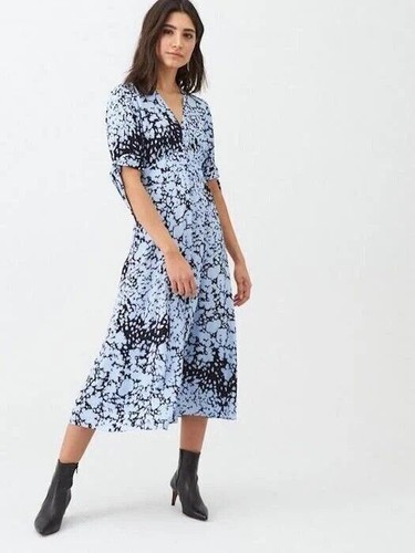 Whistles Neave Dress UK 16 Floral Animal Print Blue Black Midi Midaxi RRP 159 - Picture 6 of 23