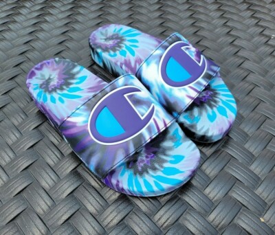Champion Blue Purple Black Tie Dye IPO Slides Flip Flops Sandal
