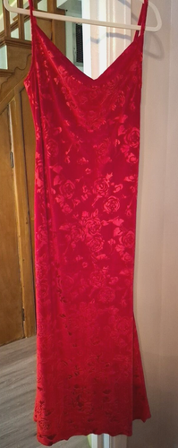 Vintage Look Red Velvet Maxi Dress Cowl Neck Mermaid Hem - Red - Size 16/XL BNNT - Picture 16 of 19