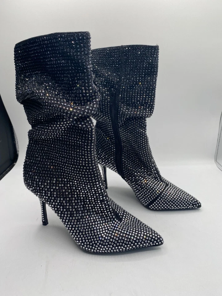 Thalia Sodi Womens Black Raquell Slouch Pointed Toe Embellished Dress Boots NWOB - Image 3 of 4