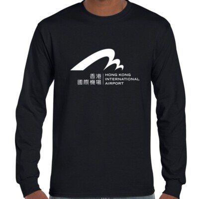 Hong Kong International Airport Tee Shirt China Travel Long Sleeve Black T-Shirt