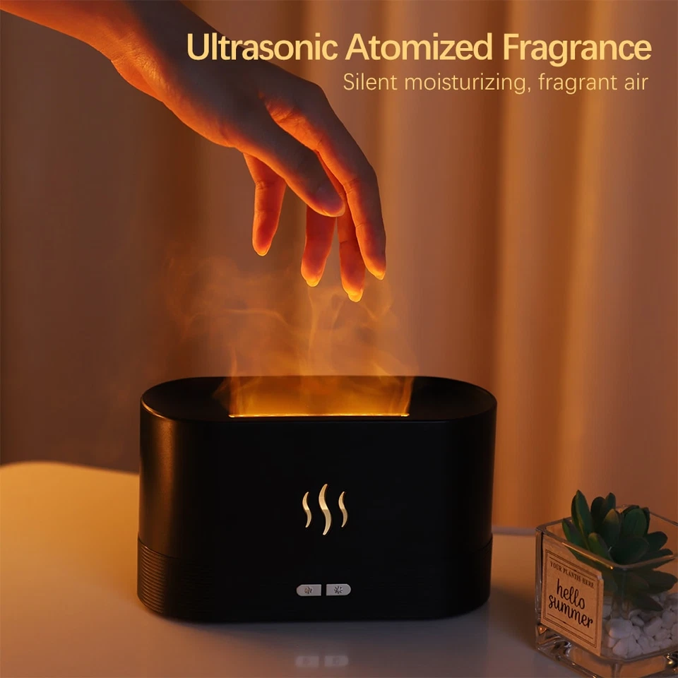 Flame Fire Humidifier Aromatherapy Diffuser Ultrasonic Aromatic Essences House - Image 2 of 4