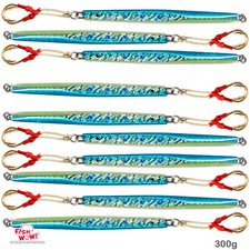10pcs Fish WOW! 300g Speed jig Vertical Trolling lure 8/0 Assist Hook Blue baits