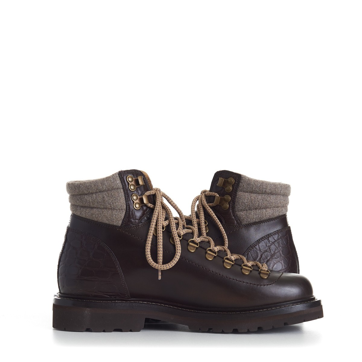 BRUNELLO CUCINELLI 3150$ Mountain Boots - Wool Insert, Crocodile