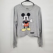 Disney Mickey Mouse Top Crew Neck Pullover Sweatshirt Kids Size Large Gray