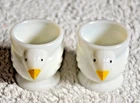Vintage Opalex Egg Holders White Milk Glass Chicken Made in France Set of 2 VGC