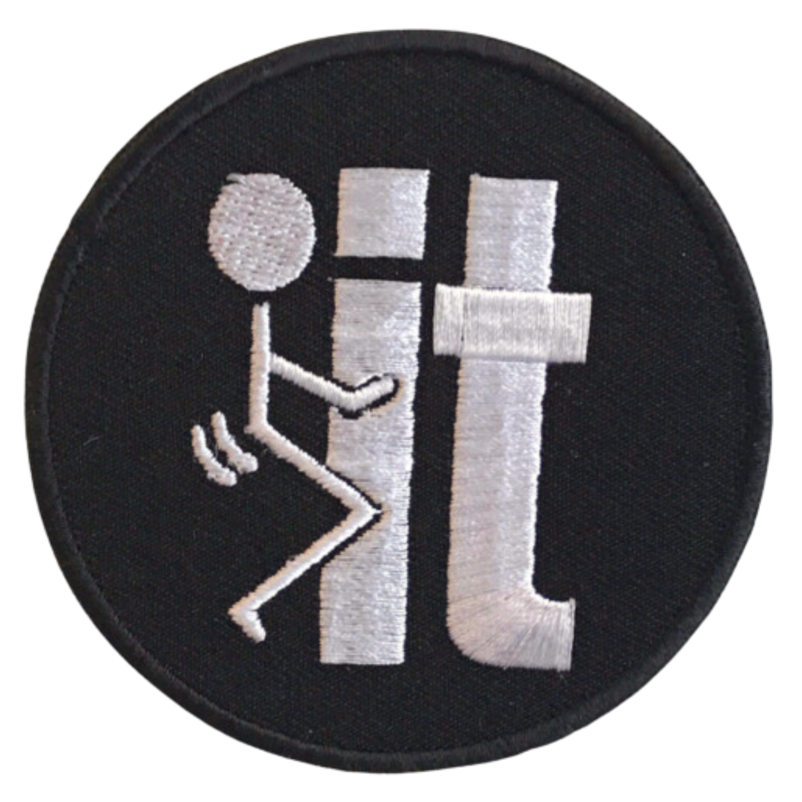 FK It Round Black Iron-On Embroidery Patch for Jackets & Clothes