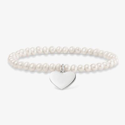 Thomas Sabo Perlenarmband Sterlingsilber Love Bridge Herz Scheibe