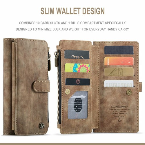 For iPhone 16 Pro Max 15 14 13 Caseme Double Wallet Flip Zipper Card Holder Case - Picture 15 of 22