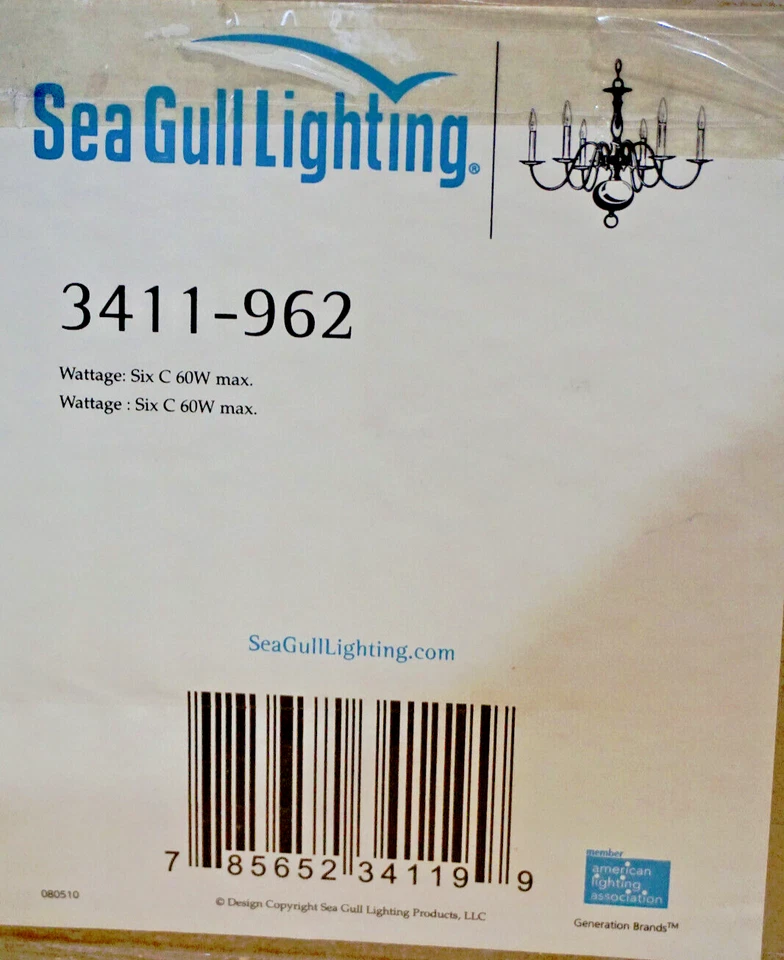 Lámpara de araña Sea Gull tradicional de 6 luces, níquel cepillado 3411-962, 24,5 pulgadas Foto 2 de 2