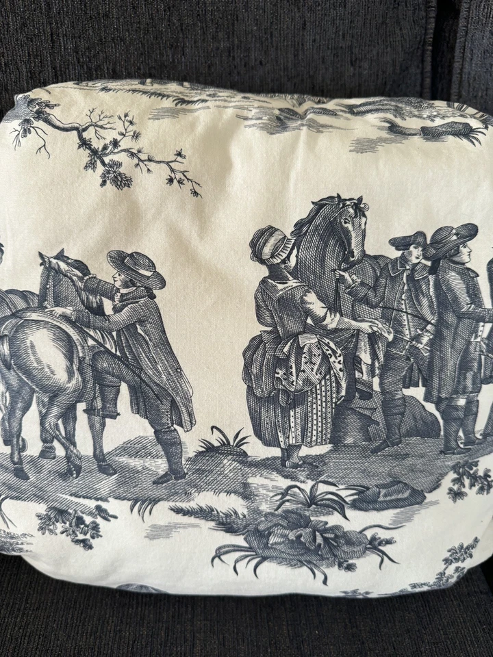 Французская страна туалет охоты сцены 2 наволочки ручной работы винтажный лошадь - Изображение 3 из 4