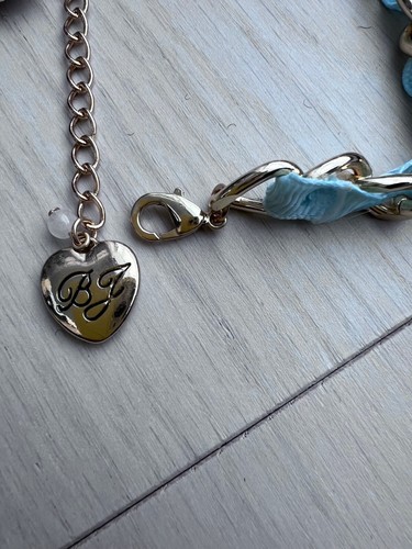 Betsey Johnson Christmas Bling Charm Bib Necklace Gold / Blue - Picture 4 of 4