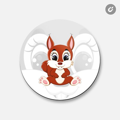 Cute Squirrel Animal | 4'' X 4'' Round Decorative Magnet