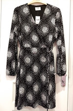 SALE Wallis Petite Black & White Heart Print Dress 12  Christmas Gift