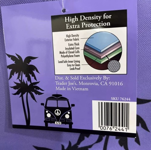 Trader Joe's Lavender Insulated Shopping Tote Bag Iconic Cooler Beach Picnic XL - Picture 11 of 16