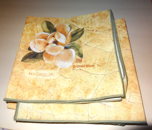 Vtg NEW Cloth Napkins Cheri Blum Set 6 Floral lilac rose magnolia & more flowers - Picture 10 of 12