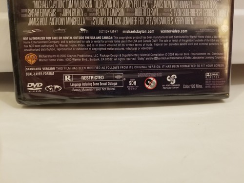 Michael Clayton (DVD, 2008, Full Frame) George Clooney. Brand New - Picture 5 of 5