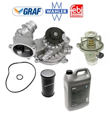 Water Pump & Thermostat + Pipe + Coolant 4pcs OES For BMW 550i 650i 750i X5 V8