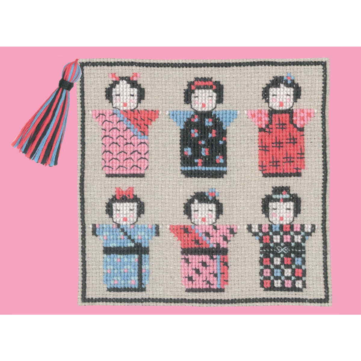 Le Bonheur des Dames needle case counted cross stitch kit ""Kokeshi "", 10,5x10,5c